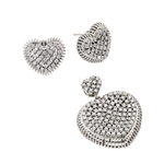 wholesale 925 sterling silver micro pave heart stud earring & dangling necklace set