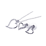 wholesale 925 sterling silver open heart stud earring & necklace set