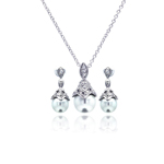 wholesale 925 sterling silver pearl drop dangling stud earring & necklace set