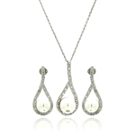 wholesale 925 sterling silver pearl open teardrop pave set