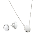 wholesale 925 sterling silver white round stone stud earring & necklace set