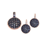 wholesale 925 sterling silver gold plated round black lever back earring & necklace set