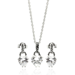 wholesale 925 sterling silver heart dangling stud earring & necklace set