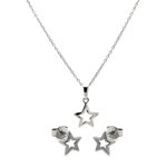 wholesale 925 sterling silver open star stud earring & necklace set