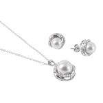 wholesale 925 sterling silver white pearl set