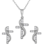 wholesale 925 sterling silver cross with sash earrings and necklace set