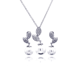 wholesale 925 sterling silver pearl sprout hanging stud earring & hanging necklace set