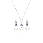 wholesale 925 sterling silver pearl hanging stud earring & necklace set