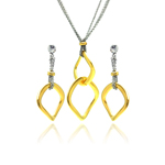 wholesale 925 sterling silver gold & rhodium plated dangling necklace & earring set