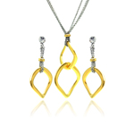 wholesale 925 sterling silver gold & rhodium plated dangling necklace & earring set