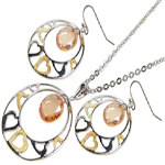 wholesale 925 sterling silver heart champagne hook earring & necklace set