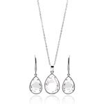 wholesale 925 sterling silver teardrop dangling lever back earring & necklace set
