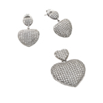 wholesale 925 sterling silver micro pave heart dangling stud earring & dangling necklace set