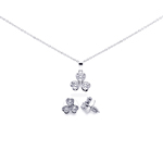 wholesale 925 sterling silver clover leaf stud earring & necklace set