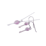 wholesale 925 sterling silver kingdom heart pink key hook earring & necklace set