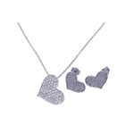 wholesale 925 sterling silver heart stud earring & necklace set