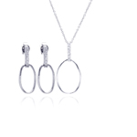 wholesale 925 sterling silver open oval dangling stud earring & necklace set