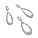 wholesale 925 sterling silver open micro pave teardrop dangling stud earring & dangling necklace set