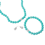 wholesale 925 sterling silver turquoise beads necklace, bracelet and earrings set
