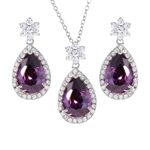 wholesale 925 sterling silver purple pear set