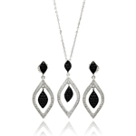 wholesale 925 sterling silver marquise teardrop dangling stud earring & dangling necklace set