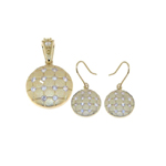 wholesale 925 sterling silver round mosaic dangling hookearring & necklace set