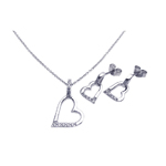 wholesale 925 sterling silver open heart stud earring & necklace set