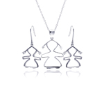 wholesale 925 sterling silver open girl dangling hook earring & necklace set