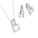 wholesale 925 sterling silver baguette stud earring & necklace set