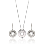 wholesale 925 sterling silver round hook earring & necklace set