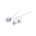 wholesale 925 sterling silver butterfly hook earring & necklace set