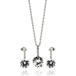 wholesale 925 sterling silver round dangling earring & necklace set