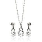 wholesale 925 sterling silver round dangling stud earring & necklace set
