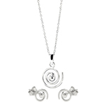 wholesale 925 sterling silver open spiral stud earring & necklace set