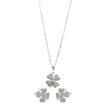 wholesale 925 sterling silver mini clover stud earring & necklace set