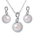 wholesale 925 sterling silver white pearl set