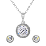 wholesale 925 sterling silver round earring and necklace set