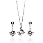 wholesale 925 sterling silver round dangling stud earring & necklace set