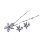 wholesale 925 sterling silver flower stud earring & necklace set