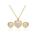 wholesale 925 sterling silver gold rhodium plated heart inlay stud earring & necklace set