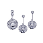 wholesale 925 sterling silver flower dangling earring & necklace set