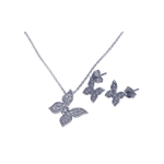 wholesale 925 sterling silver butterfly stud earring & necklace set