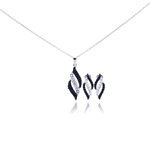 wholesale 925 sterling silver black & stripe stud earring & necklace set