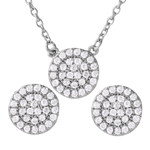 wholesale 925 sterling silver encrusted round earrings and necklace set