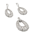 wholesale 925 sterling silver micro pave open puff teardrop dangling stud earring & dangling necklac