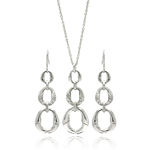 wholesale 925 sterling silver open oval dangling earring & necklace set