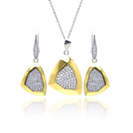 wholesale 925 sterling silver two tone hammered triangle pave set