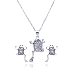 wholesale 925 sterling silver climbing frog stud earring & necklace set