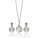 wholesale 925 sterling silver round hanging stud earring & hanging necklace set
