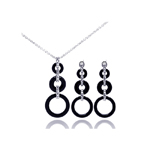 wholesale 925 sterling silver graduated black onyx dangling earring & necklace set